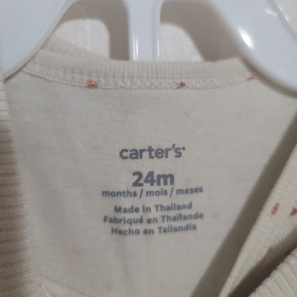Carter's Cream Floral Top and Denim Leggings Set Size 24 Months - Picture 4 of 5
